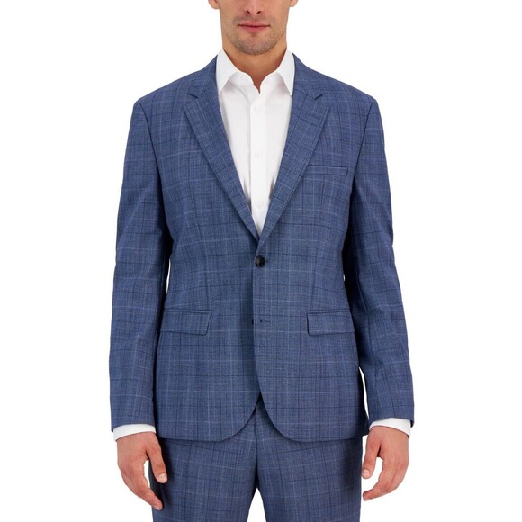 Hugo Boss Men's Modern-Fit Plaid Wool Blend Suit Jacket Medium, Blue Plaid, 36R - Picture 1 of 2
